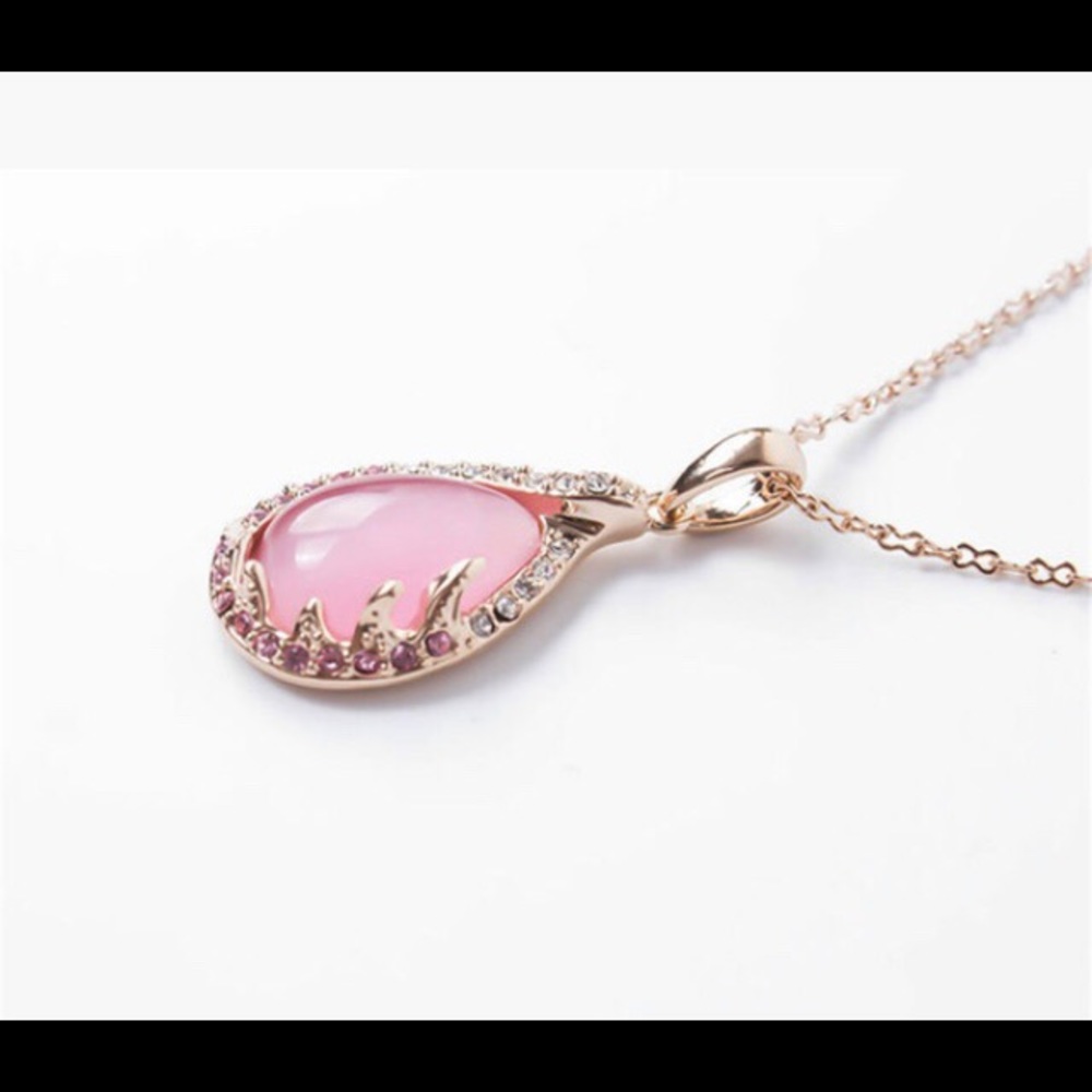 NEW Pink Opal Water Drop Necklace & Earring Set - Picture 4 of 8